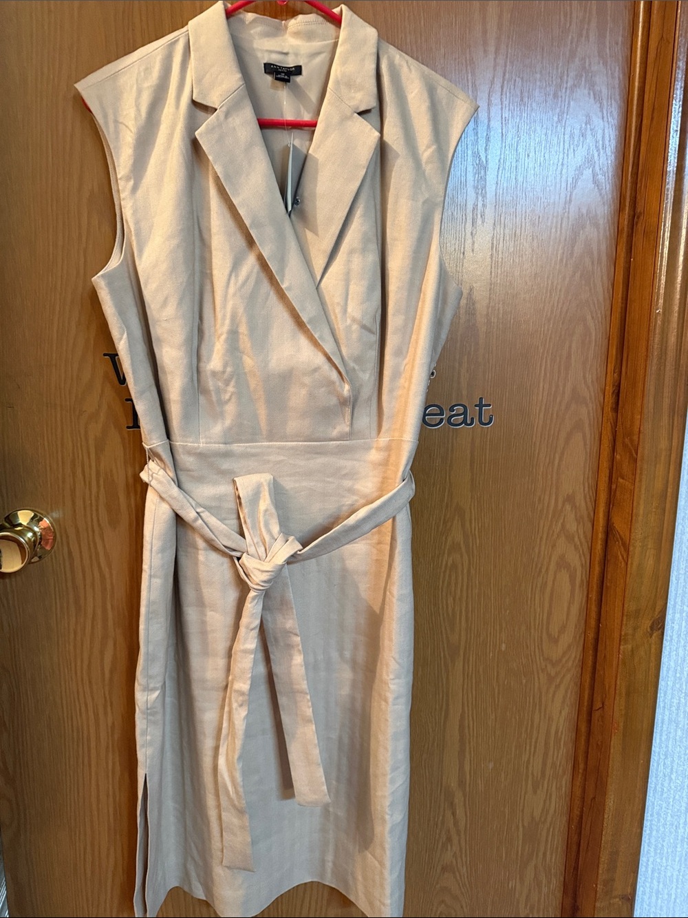 Sleeveless Cream Belted Midi Dress